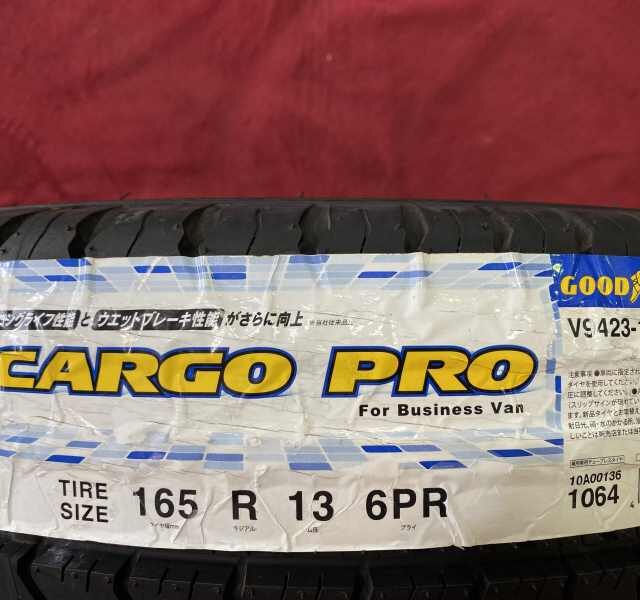 １６５Ｒ１３　６ＰＲ　グッドイヤー　カーゴプロ　２０２０年製　４本セット